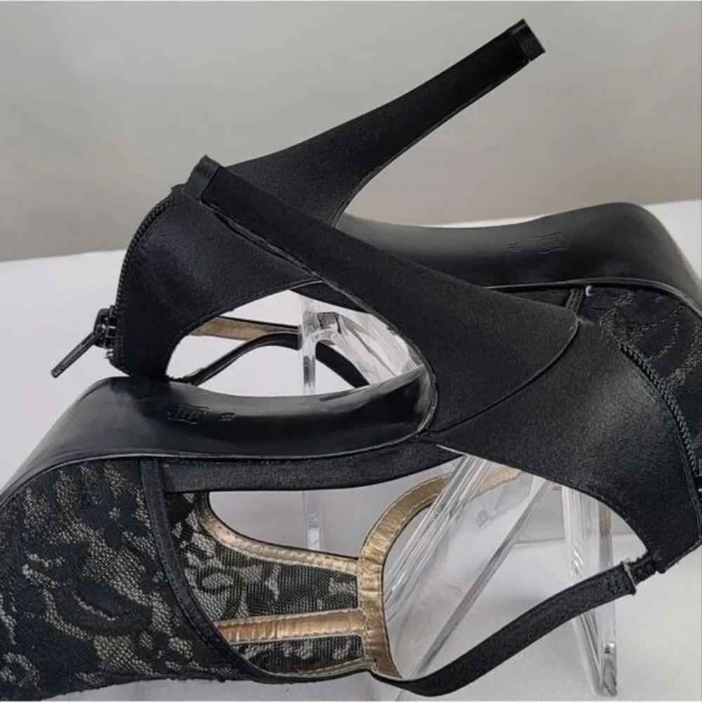 Caparros Black Lacey‎ Peep Toe Heels